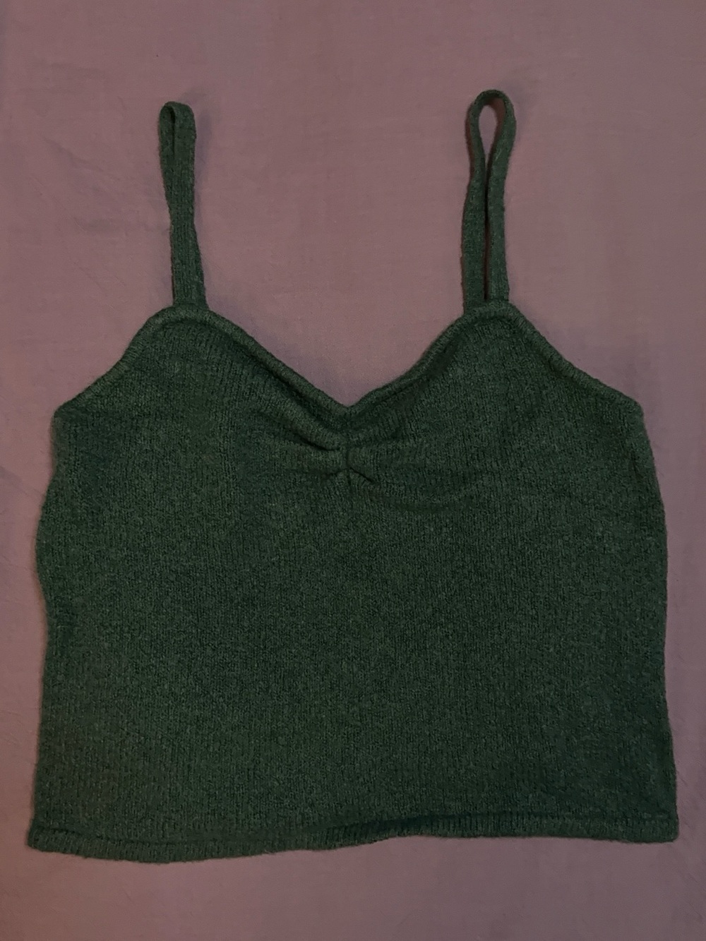 Dark Green Knit Spaghetti Strap Tank
